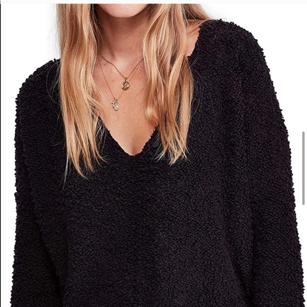 NWT Free People cropped black popcorn sweater XS - Picture 9 of 9